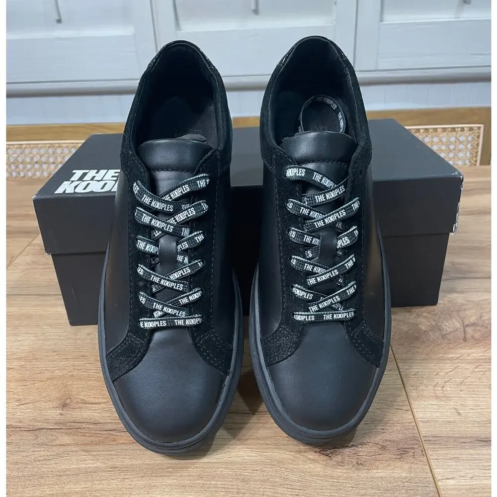 The Kooples Men's Leather Sneaker w/ Vinyl Black Size 7/7.5 US 40 EU NIB Low Top